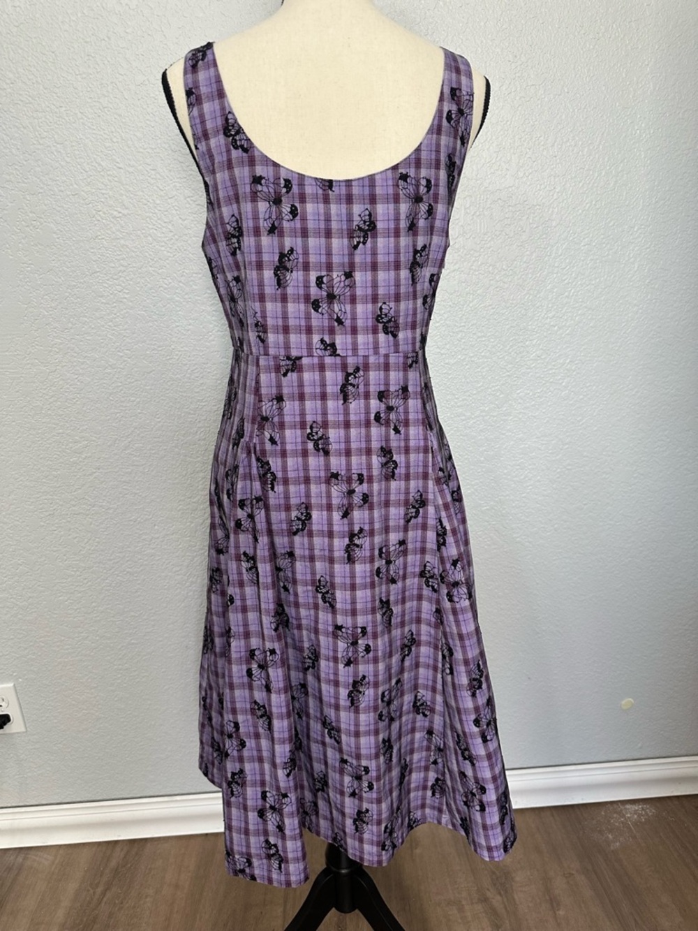 Cotre Midi Dress Sz L Butterfly Bustier Grunge Plaid Dark Cottagecore Dark Fairy - Picture 7 of 16